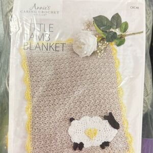 Annie's caring crochet little lamb blanket Yellow, Gray, and White Yarn Set new